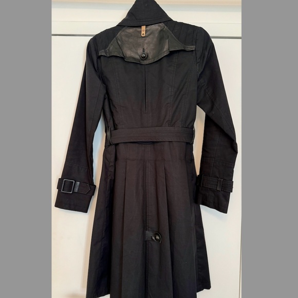 Mackage Women’s Trench Coat – Black, Size Small – Like new, Leather Trim - Picture 2 of 6